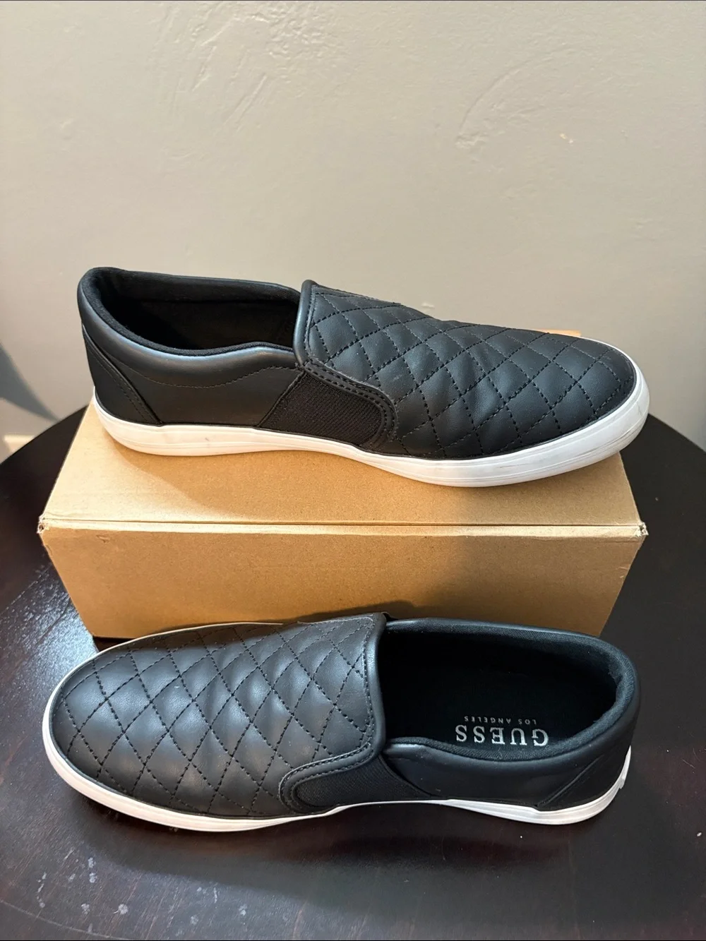 GUESS Women's Quilted Slip-On Loafers in Black - Size 8